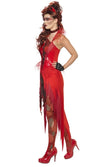 Side of red wrath devil dress with devil horns and choker
