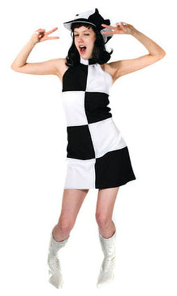 60s black and white checked dress with matching hat