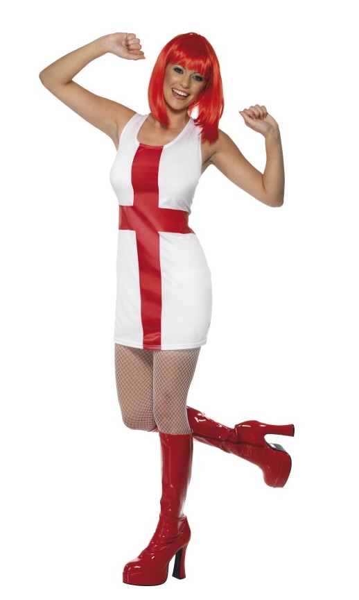 White Saint George dress with red cross