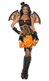 Steampunk bat costume with collar, wings and hat on headband