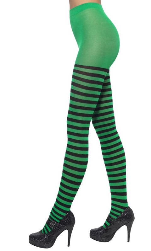 Striped Tights Green and Black