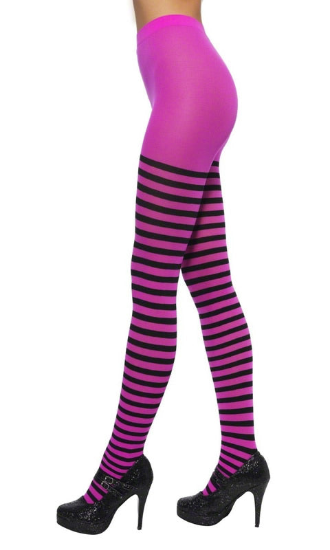 Striped Tights Pink and Black