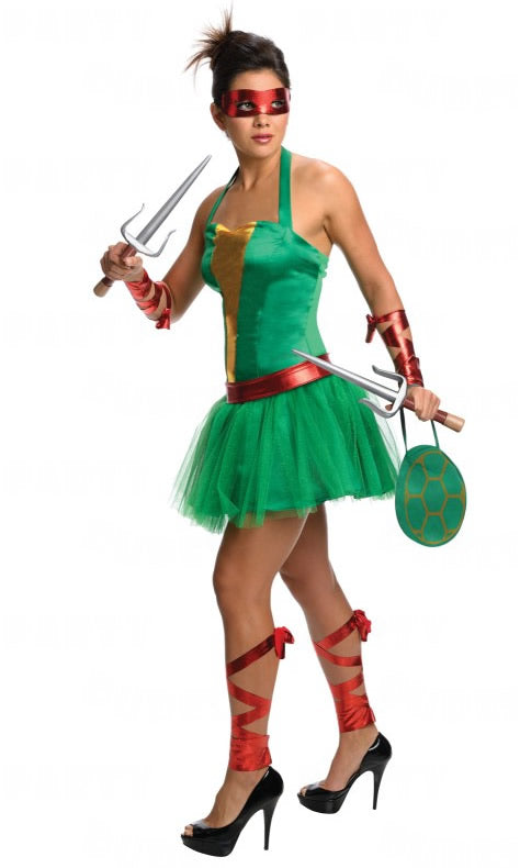 TMNT Raphael petticoat dress with mask, purse, arm and leg ties