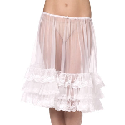 White Knee Length Petticoat with Lace