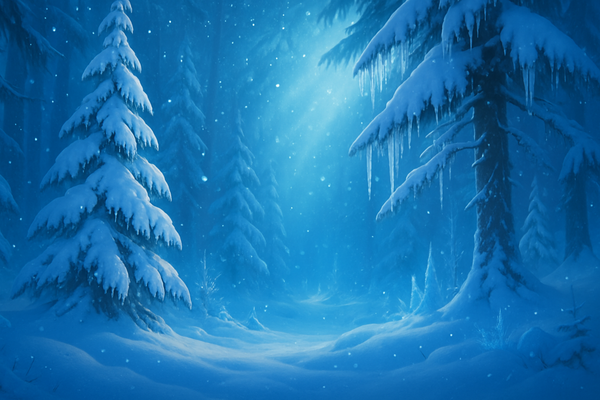 A snowy forest for the Frozen costume collection