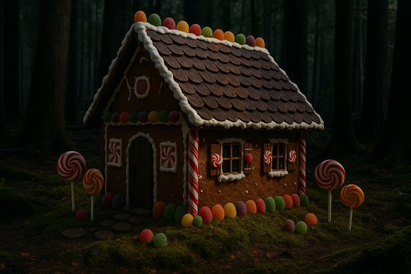 A gingerbread house for mens Hansel and Gretel costumes
