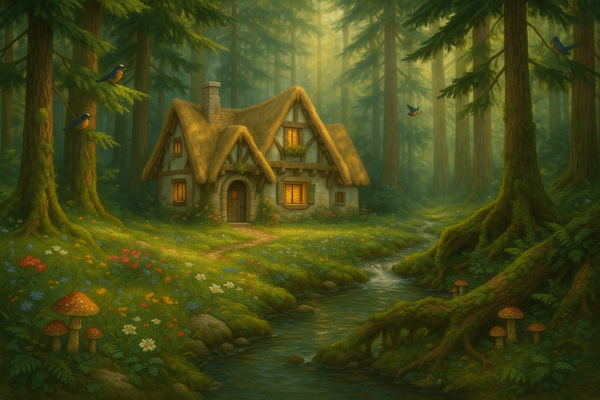 A small house in the woods for the Snow White costume collection