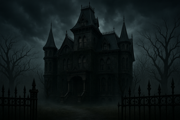 An old spooky mansion for Addams family costume banner