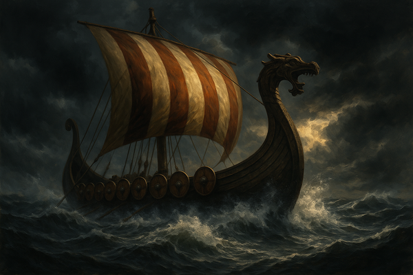 Viking ship on rough seas for the Viking costume collection