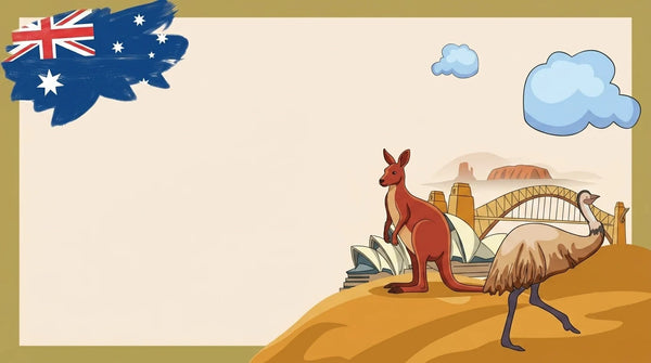 Men's Australian costume banner of emu and kangaroo