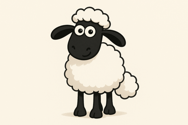 A black and white sheep for the Shaun the Sheep costume collection