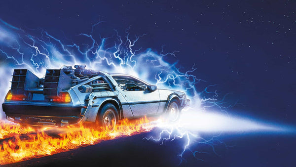 Women's Back to the future costume banner of DeLorean