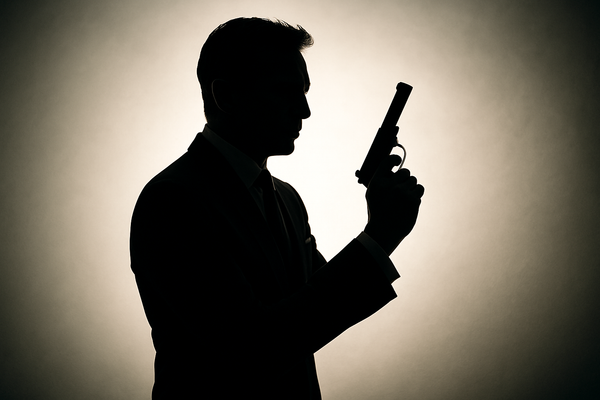 James bond costume sihouette holding a gun