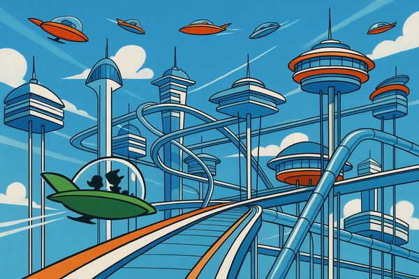 A city scene from the Jetsons costume collection