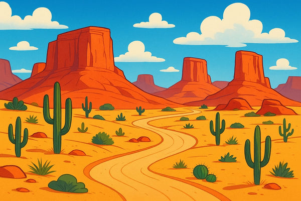 Cartoon desert scene for the Looney Tunes costume collection