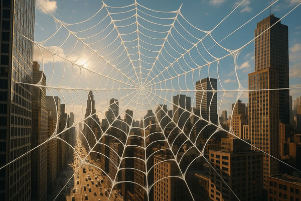 Spiderman web in the city for the Spiderman Costume collection
