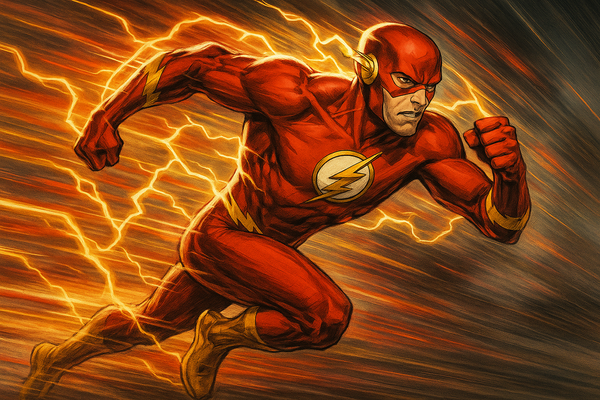 The Flash sprinting for the Flash costume collection