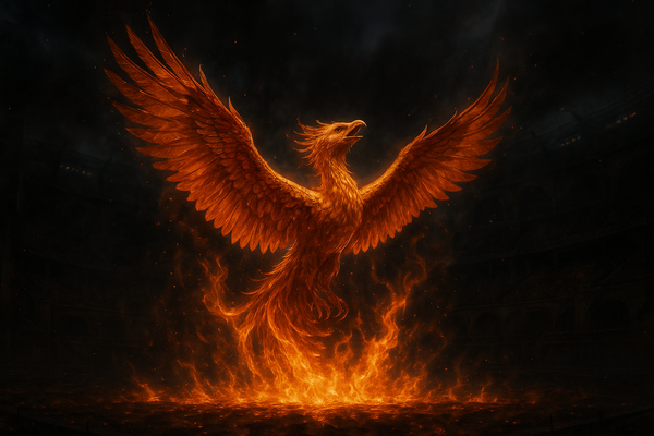 A phoenix in fire for the Hunger Games costume collection