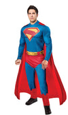 Superman costume with blue suit, red cape, and yellow 'S' emblem