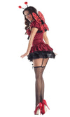 Back of bodyshaper ladybird dress with wings, antennae, petticoat and garters