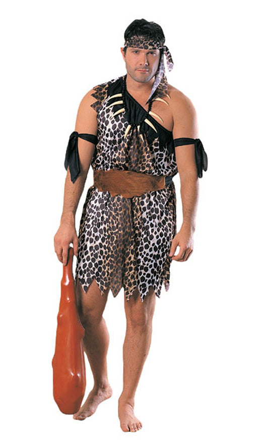 Caveman tunic with head and arm bands and necklace