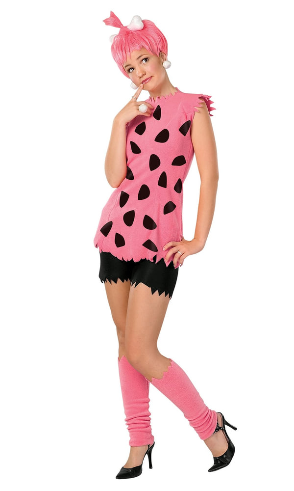 Pebbles Flintstone costume top with shorts, wig with bone and leg covers