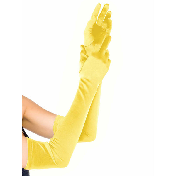 Buy Extra Long Opera Length Satin Gloves Yellow
