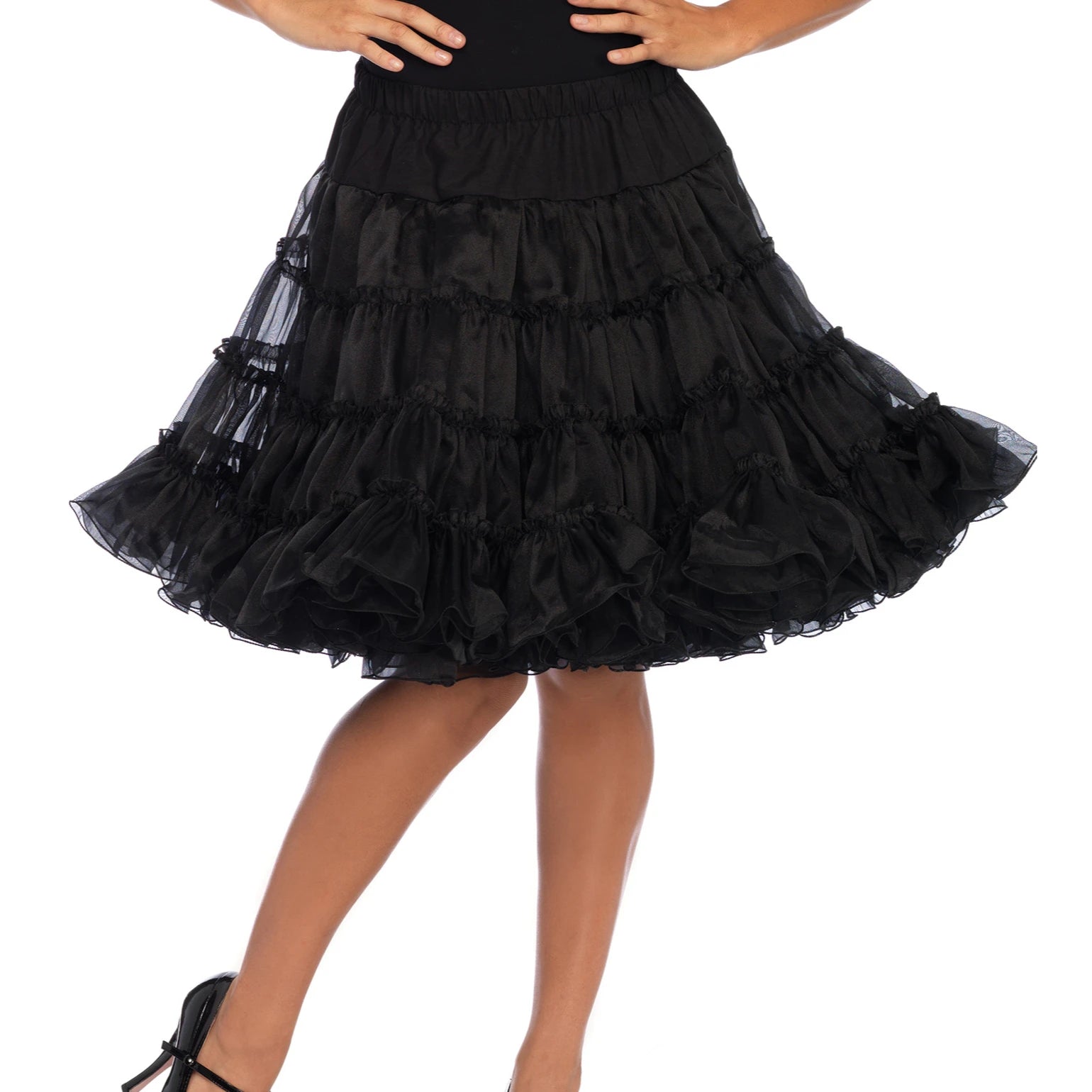 Black Knee Length Crinoline Petticoat Skirt