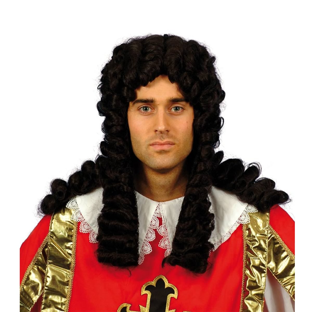 Long black lappet wig