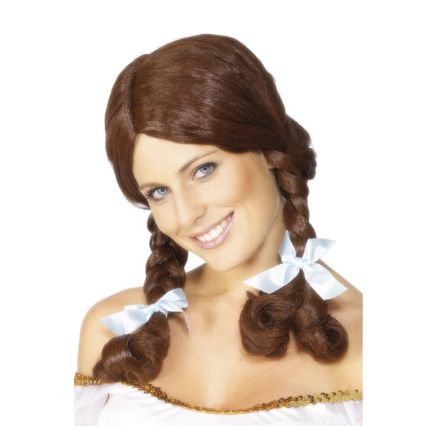 Brown country cowgirl wig with plaits