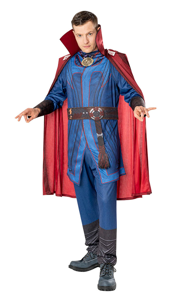 Doctor Strange blue costume with red cape