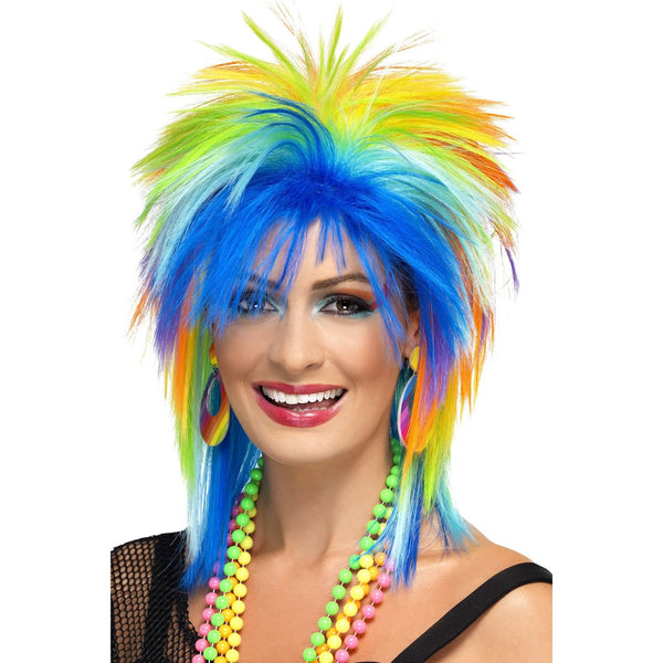 Multi coloured long punk wig