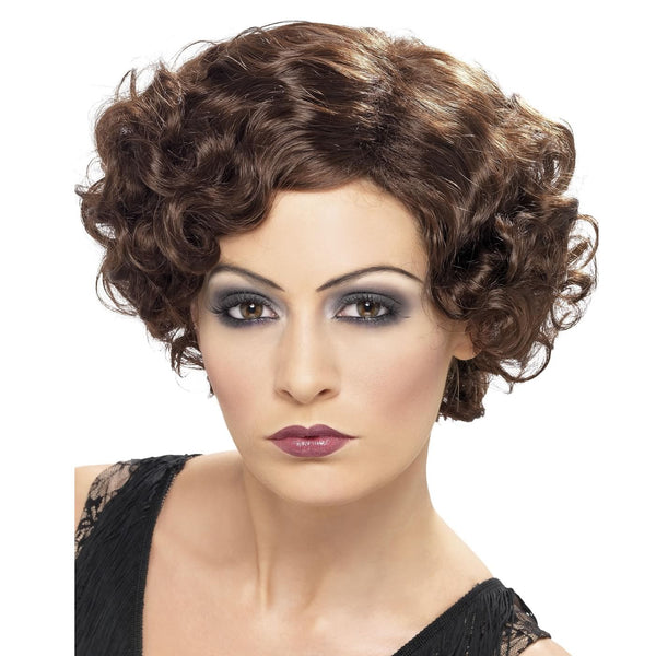 1920s short brown wavy woman's wig
