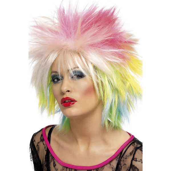 Multi colour 80s spiky wig