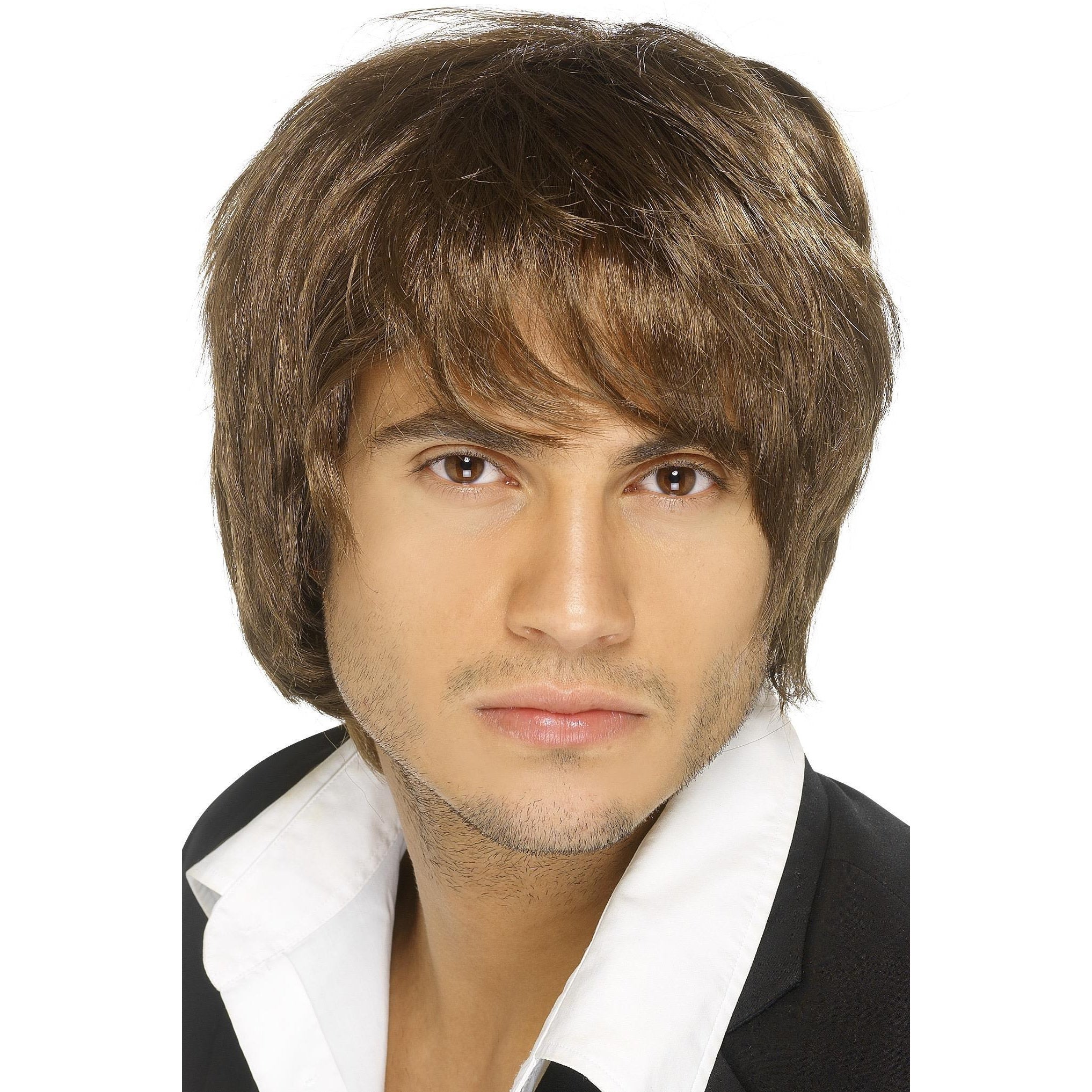 Brown boy band style wig