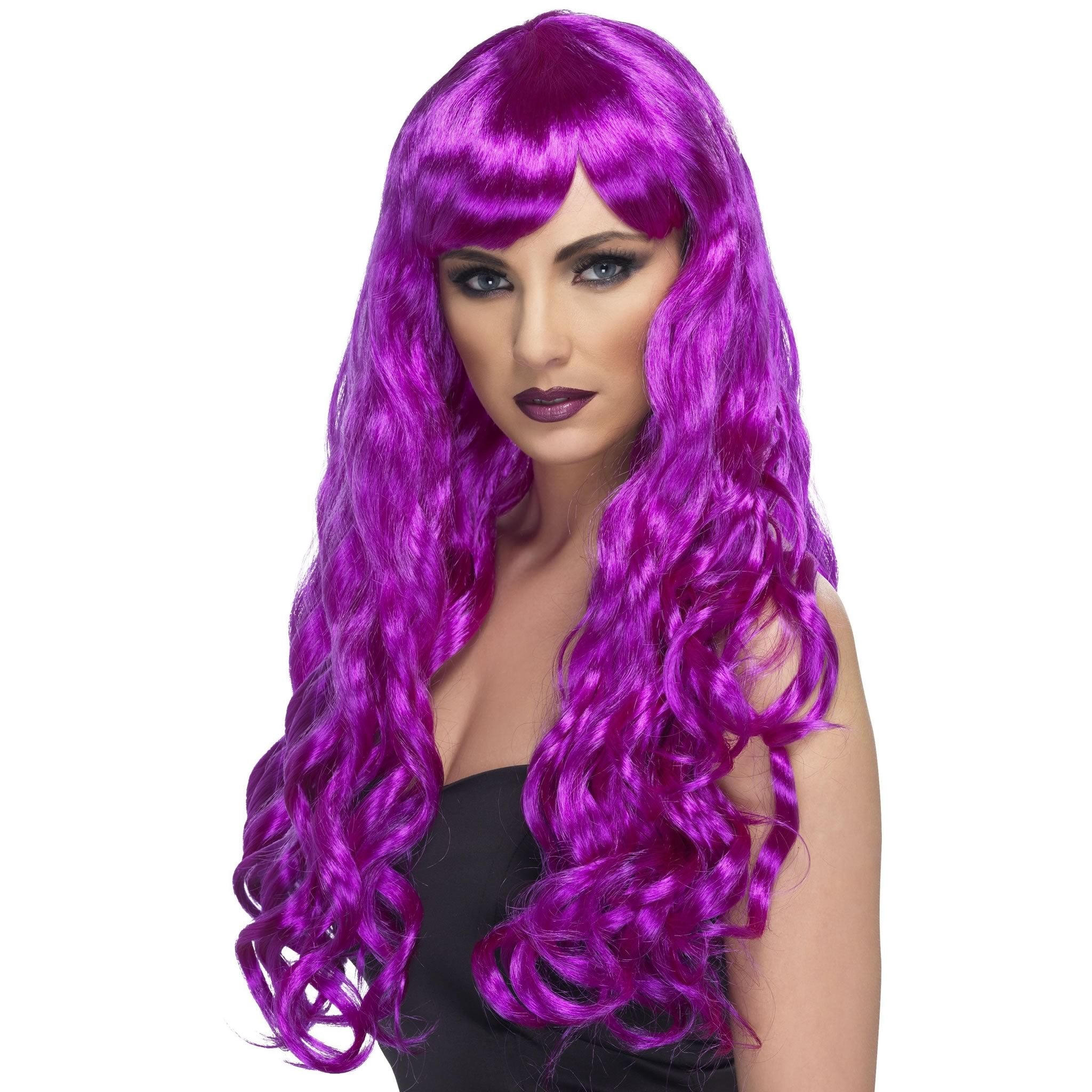 Long wavy purple woman's wig