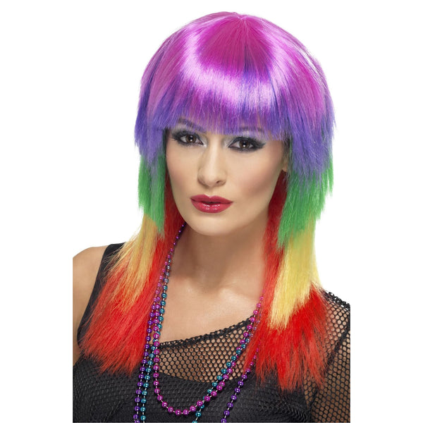 Buy Rainbow Rocker Wig Multi Coloured
