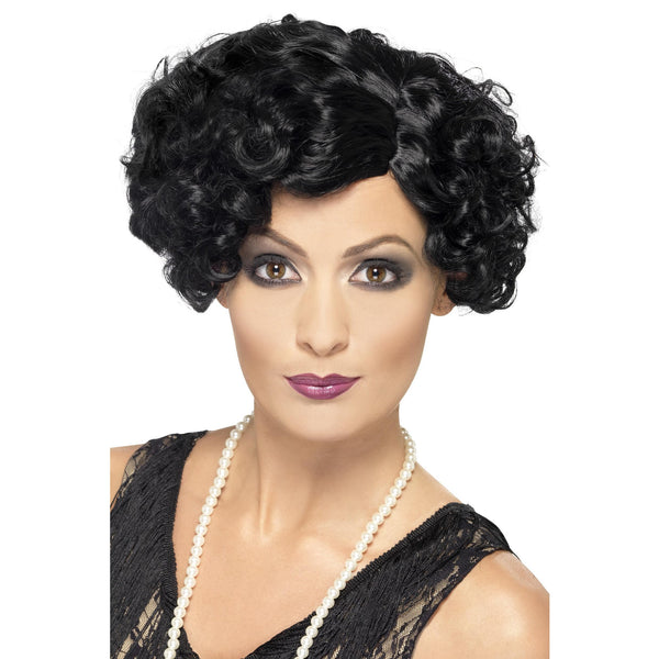 Wavy black flapper 1920s wig