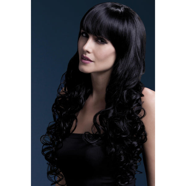 Deluxe long curly black wig