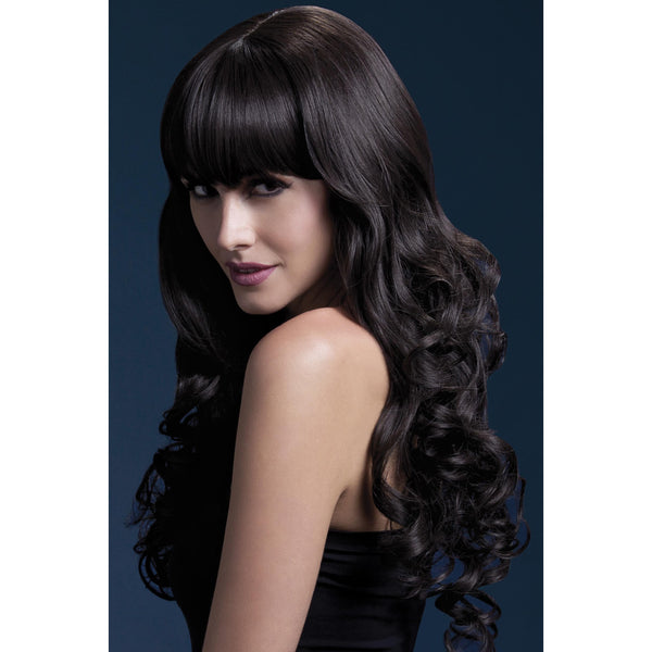Deluxe long curly brown wig