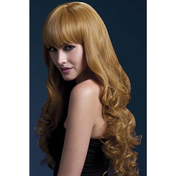 Deluxe long wavy auburn wig