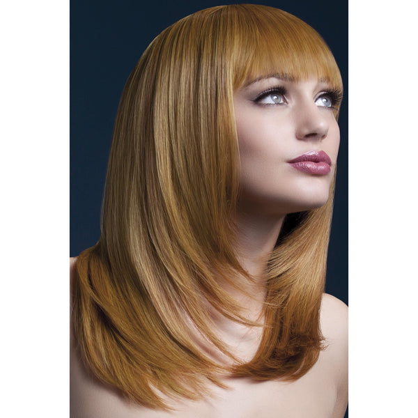 Auburn long fashion wig with fringe