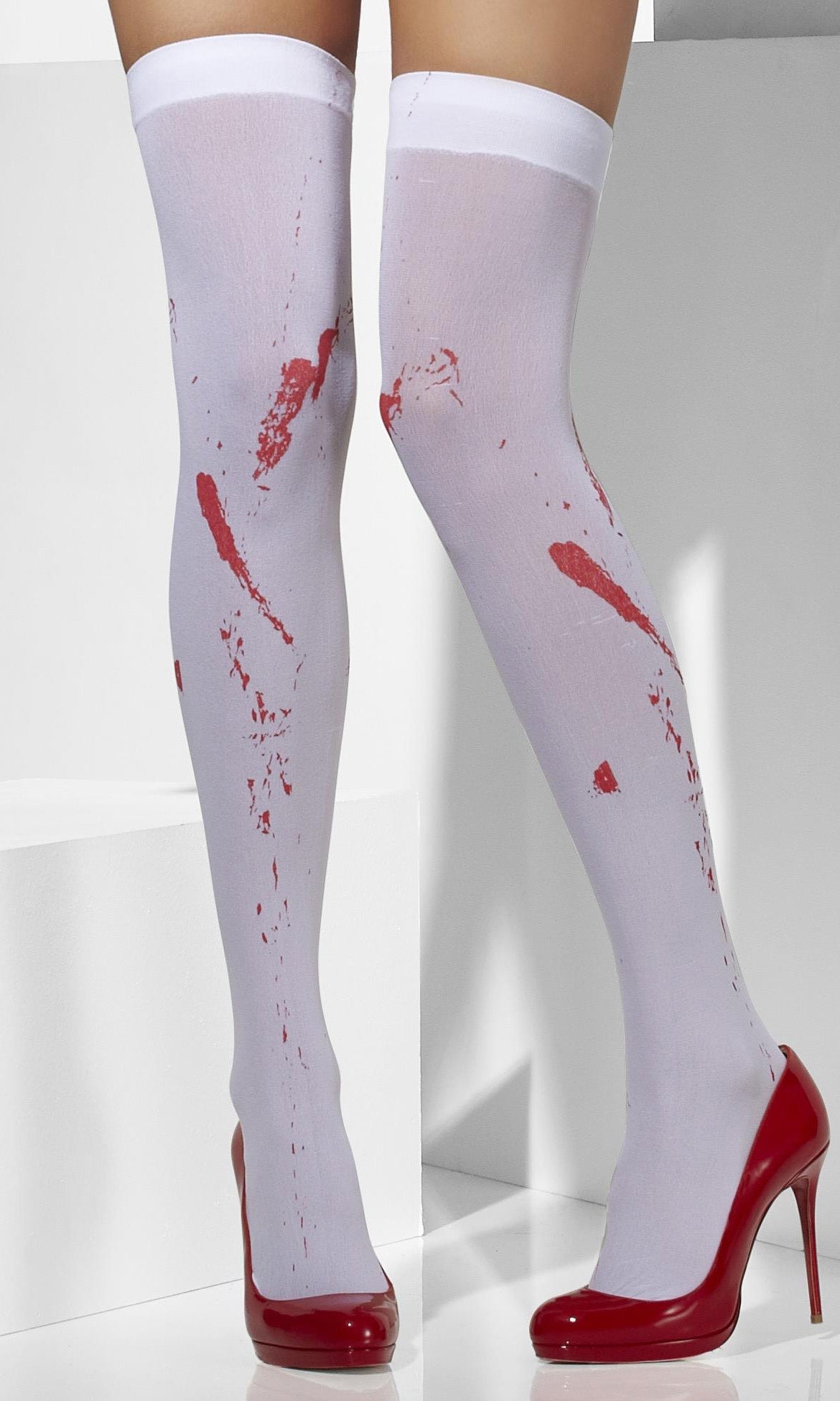 White stockings with blood splats print
