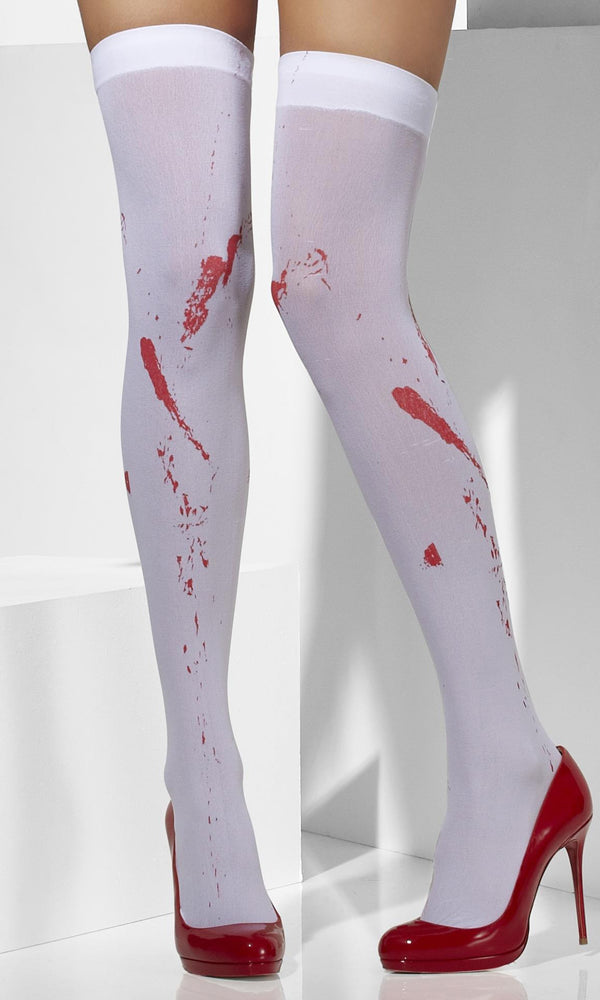 White stockings with blood splats print