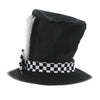 Black top hat with bunny ears and a checkered bow tie