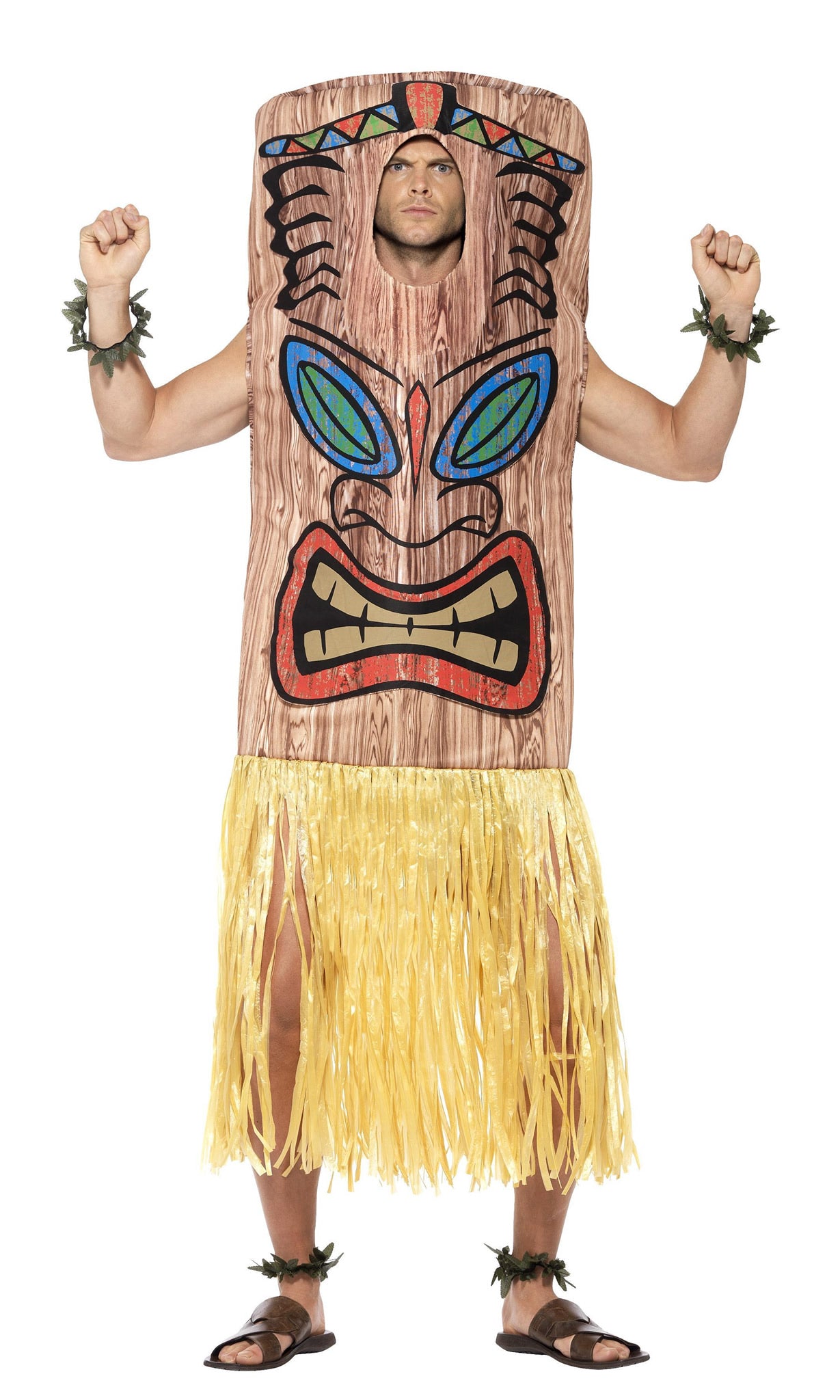 Totem Tiki costume tunic with skirt, wrist and ankle cuffs