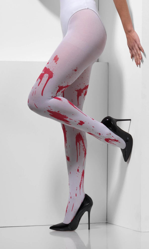 Buy Opaque Tights White with Blood Splats