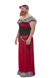 Side of bearded lady dress with beard, headpiece and corset belt
