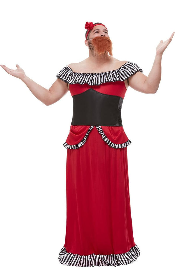 Bearded lady dress with beard, headpiece and corset belt