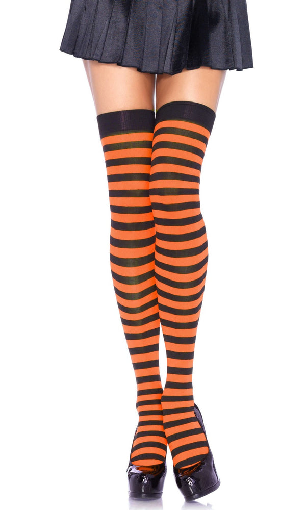 Black and orange striped stockings